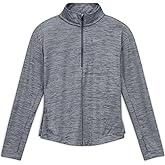 Nike Girls Run Long Sleeve 1/2 Zip Top (Little Kids/Big Kids) (Large, Heather Grey/Reflective Silver, l)