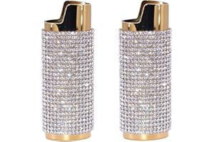 DESIGNS ABLAZE Mirrored Gold Lighter Cover Sleeve with Crystal Rhinestones LS50