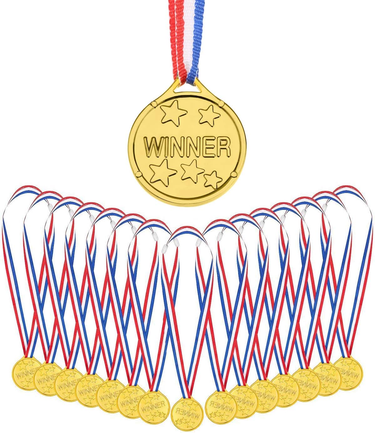 thumbnail image 2 of Medals For Awards Plastic Medals, 30 Pcs Gold Winner Award Medals With Ribbon Necklaces Contest Winner Prizes For Sports, Games Competition, Talent Show, Spelling Bee, Gymnastic, Birthday Party Favors Or Decor Playseat 2 of 14