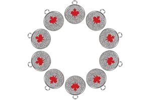 Homoyoyo 25pcs Canadian Flag Pendants for Bracelets Silver Alloy Maple Leaf Charms for DIY Crafts