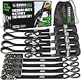 Rhino USA Ratchet Straps Tie Downs (4-Pack) - 1 Inch x 15 Feet (1,823lb Break Strength) - Ultimate Tie Down Straps with Safet