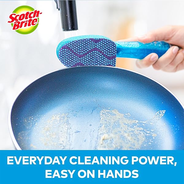 SCOTCH-BRITE SCRUB DOTS NON-SCRATCH DISHWAND, 4-PACK (4 DISHWANDS), SOAP-DISPENSING KITCHEN SCRUBBERS, FITS ALL REFILLS