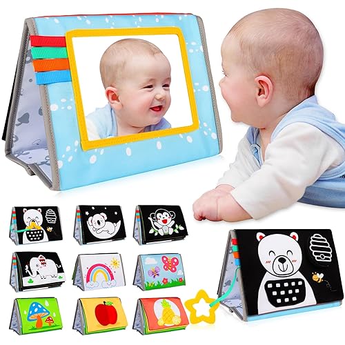 Baby Books 0-6 Months Tummy Time Mirror Crinkle Book