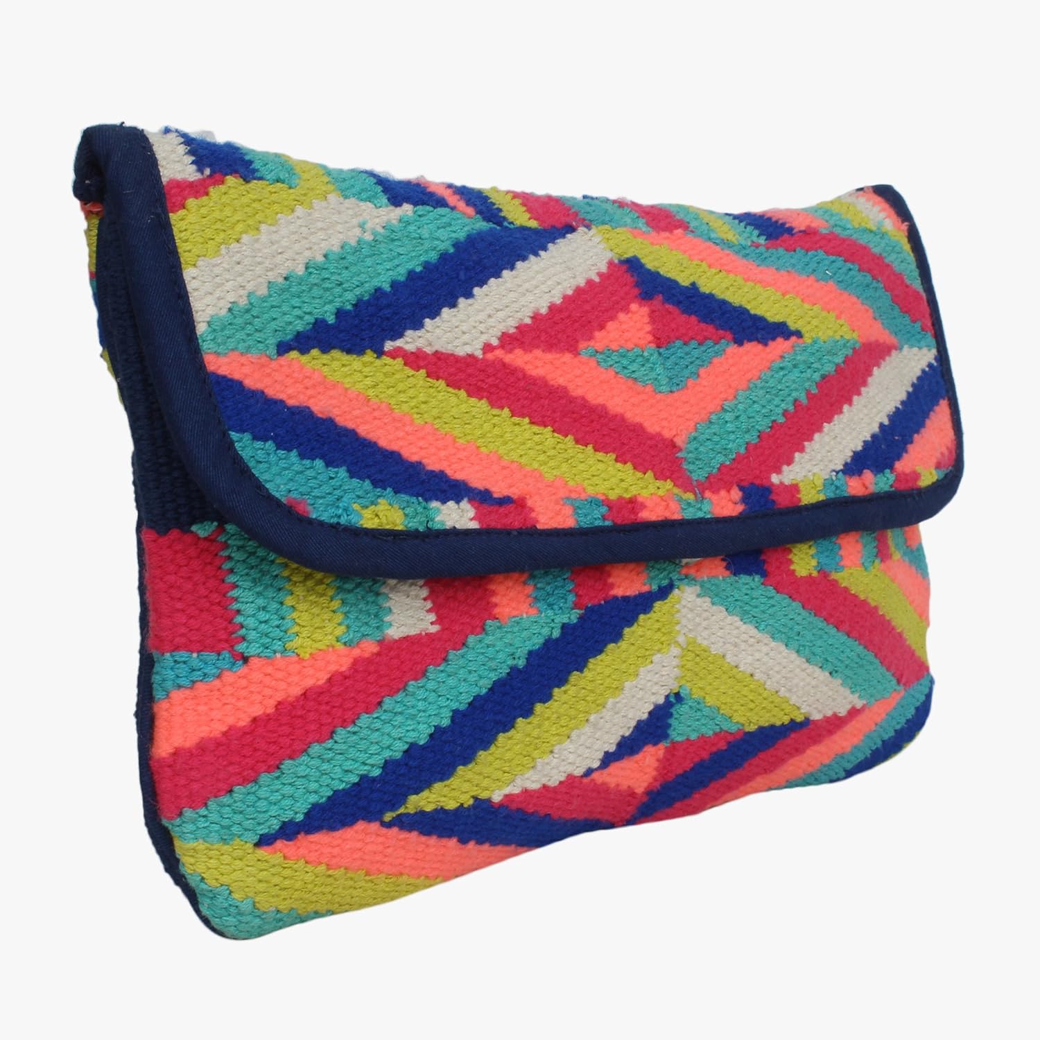 diwaah women's cotton clutch with magnetic snap, multicolour