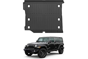 CARESA Cargo Liner for 2018-2024 Jeep Wrangler JL Accessories, All-Weather TPE Trunk Mat fit Wrangler JLU 4 Door with Factory Subwoofer(NOT fit 2 Door and 4XE/JK)