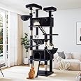 Allewie 81 Inches Tall Cat Tree/Multi-Level Large Climbing Tree House and Towers for Big Feline/Condo and Hammock/Scratching Post/Wide Base/Dark Grey