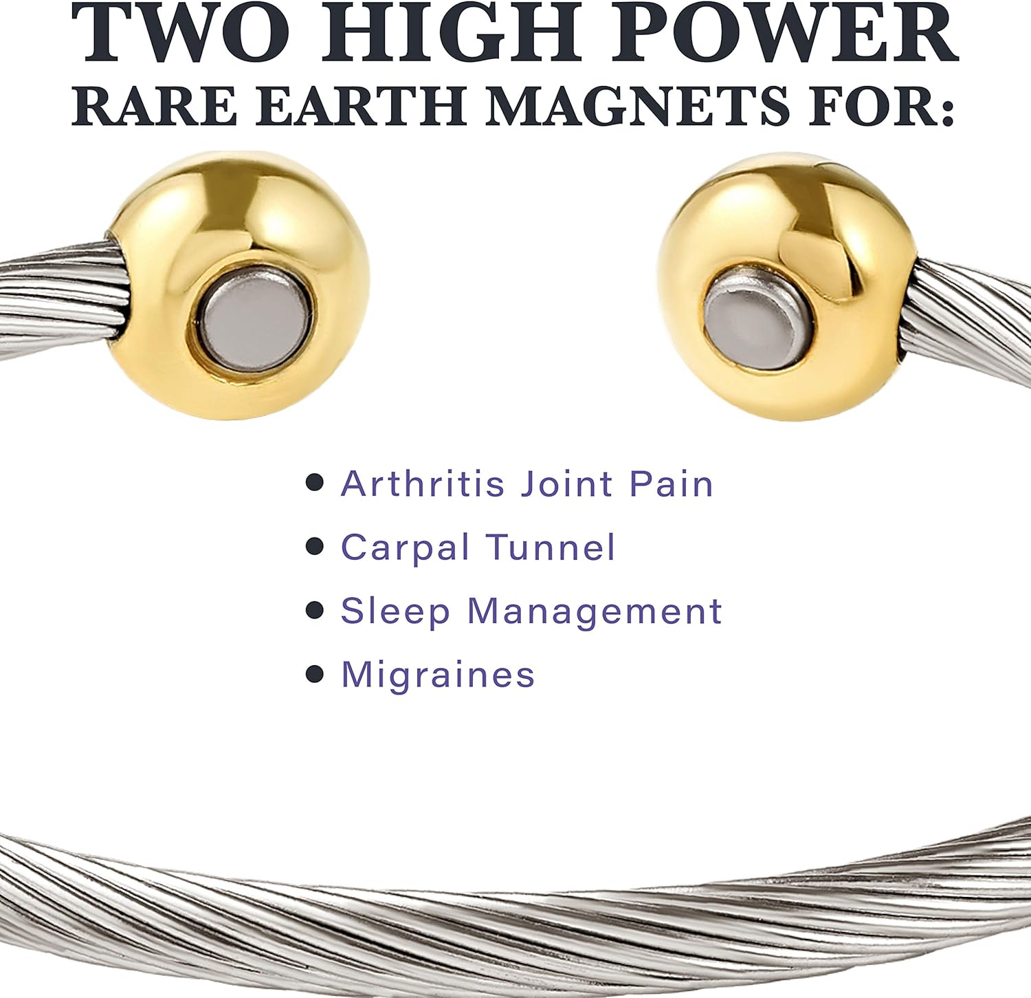 MAGNETJEWELRYSTORE 2-Tone Stainless Steel Magnetic Therapy Bracelet: Health & Personal Care