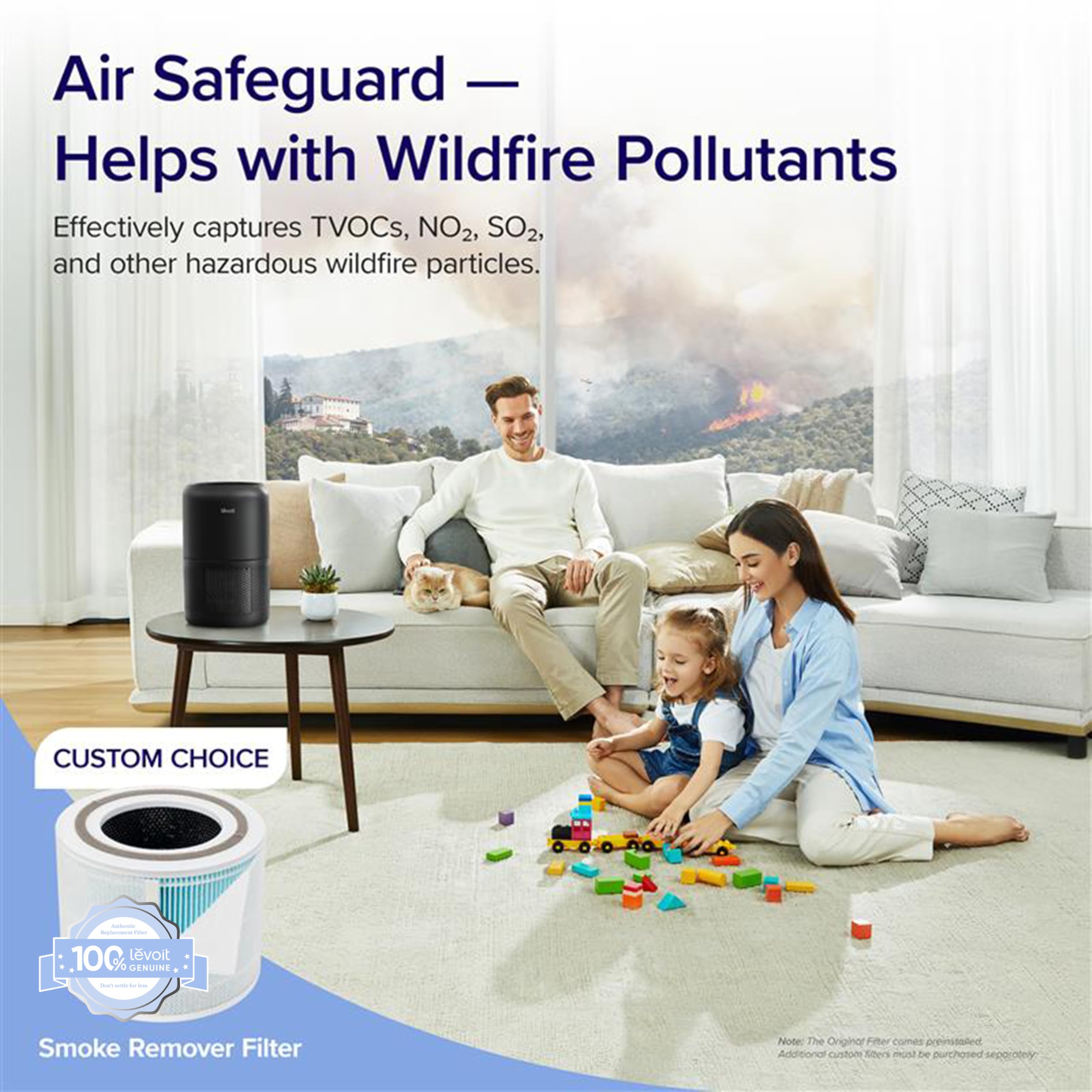 LEVOIT Air Purifier for Home Allergies Pets Hair in Bedroom, Covers Up to 1095 ft² by 56W High Torque Motor, 3-in-1 Filter with HEPA Sleep Mode, Remove Dust Smoke Pollutants Odor, Core300-P, White - Image 7