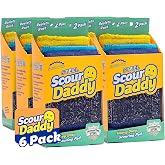 Scrub Daddy Steel Scouring Pad Scrub Sponges - Stainless Steel Scour Daddy - Stainless Steel Fibers Do What Scrubbing Sponges Can't - Durable, Shred-Resistant Scrubbing Pads - 2 Count (6 Pack)
