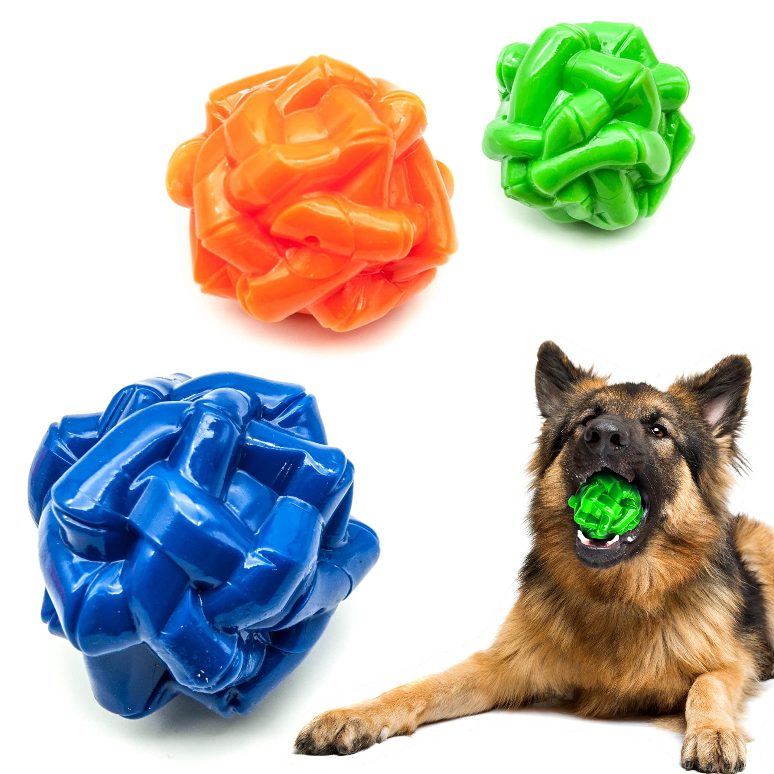 Petopedia 2x 10cm Irregular Shape Toys – Interactive Dog Ball – Strong Grip, Squeaky Balls for Dogs – Solid Rubber, Bouncy, Fetch Play, Chew Toy (Assorted (Pack of 2))