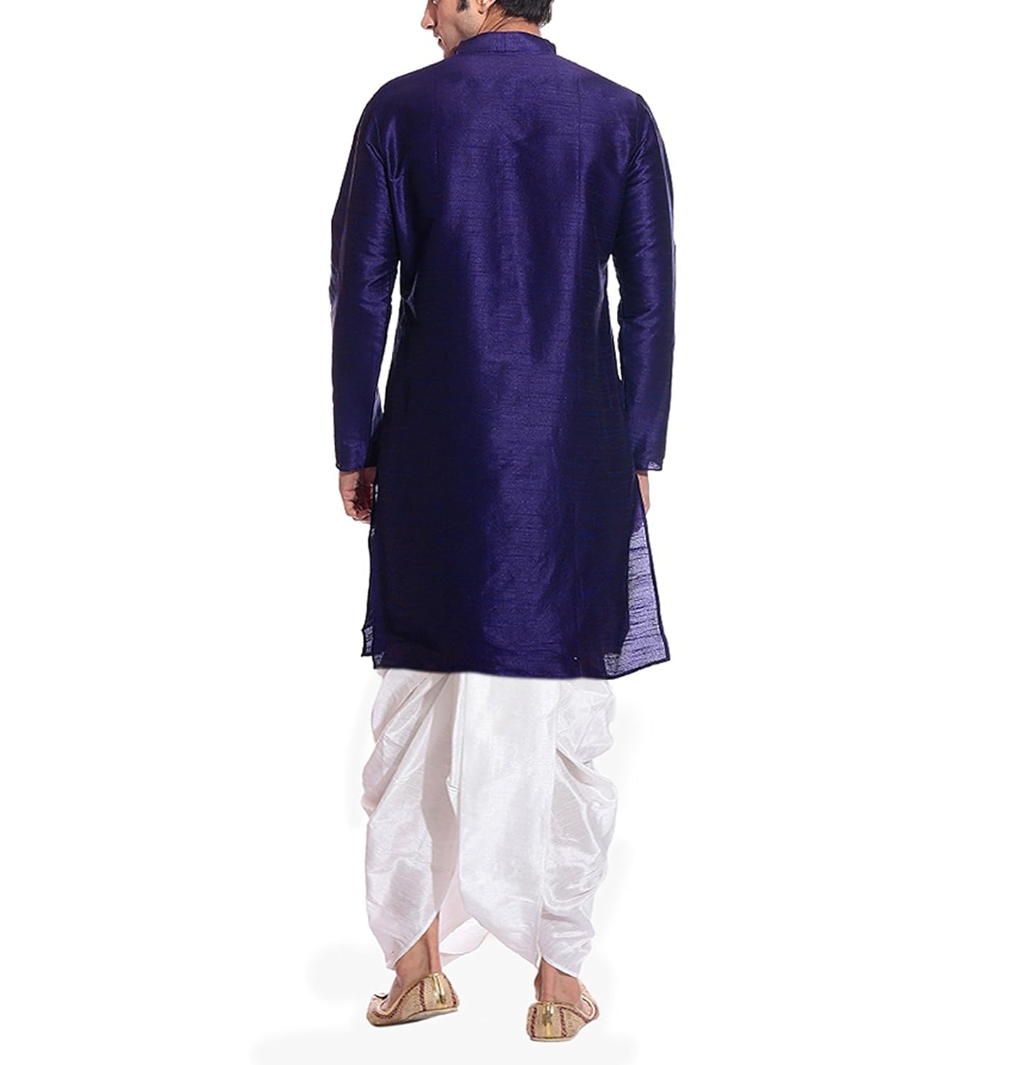 uri and mackenzie men's dupion silk dhoti kurta set unm-royalwh-dk-n