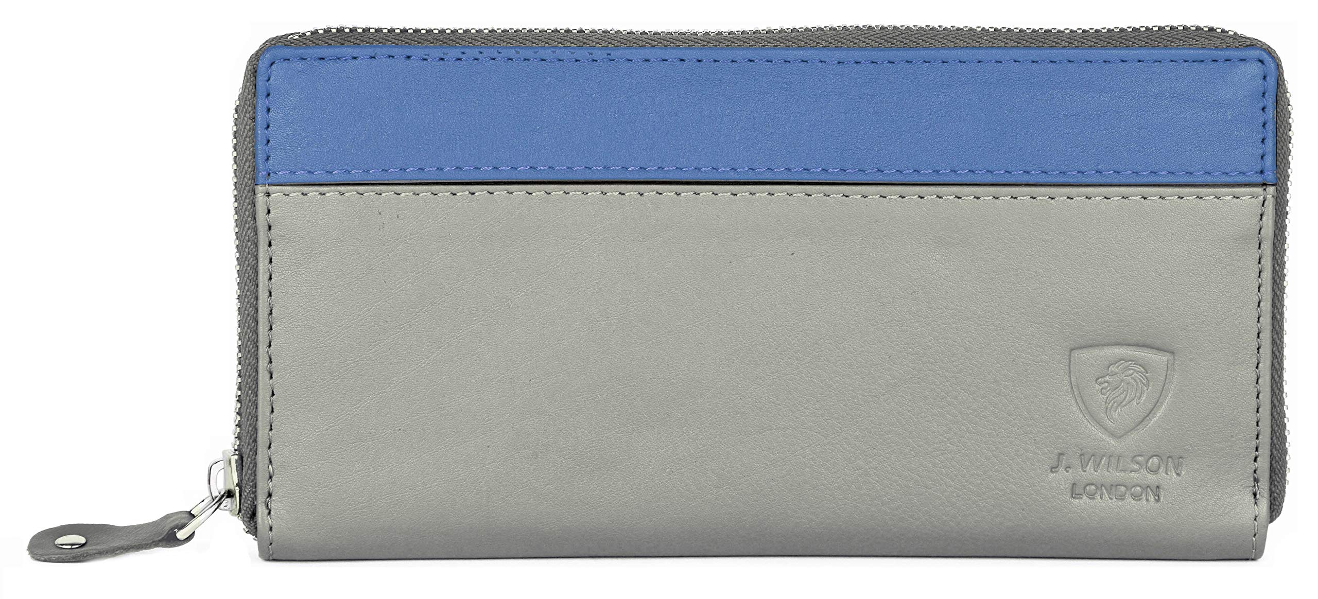 J. Wilson London Ladies RFID Protection Real Leather Purse Card Women Wallet Zip Coin Pocket