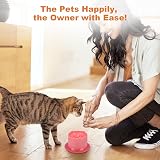 Hejo 2-Pack Raised Slow Feeder Cat Bowls Pink Green with Anti-Skid Mat view 7