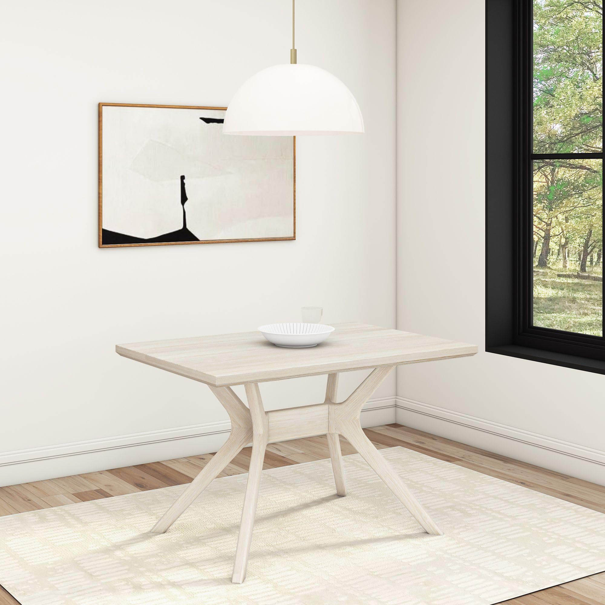 Photo 1 of Plank+Beam Verso Rectangular Dining Table, 48 Inch Solid Pine & Rubberwood, Coastal White