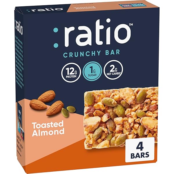 RATIO CRUNCHY BAR, TOASTED ALMOND, 12G PROTEIN, KETO...