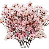 Uieke 8Pcs Artificial Cherry Blossom Flowers, Silk Cherry Blossom Branches, Fake Plum Blossom Flowers Arrangement for DIY Home Wedding Tree Party Decor Pink