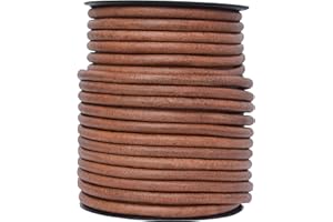 Xsotica-Round Leather Cords 6.0 mm 1 Yard - Leather Cord Round 6mm (Distressed Light Brown, 1 Yard)
