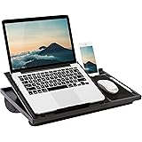 LAPGEAR Ergo Pro Lap Desk with 20 Adjustable Angles, Mouse Pad, and Phone Holder - Black - Fits up to 15.6 Inch Laptops and M