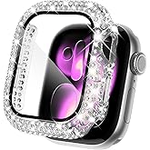 KADES Compatible with Apple Watch Series 11 10 46mm, Bling Full Diamond Rhinestone Protective Case with Built-in Screen Protector, Sparkling iWatch Protective Bumper Cover, Clear