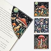 Icycay Cute Mushroom Corner Bookmarks, Leather Book Accessories for Book Lovers, 3 Pcs Reading Book Page Markers for Women Men Student Teacher Girls Boys Kids Retirement Birthday Gifts