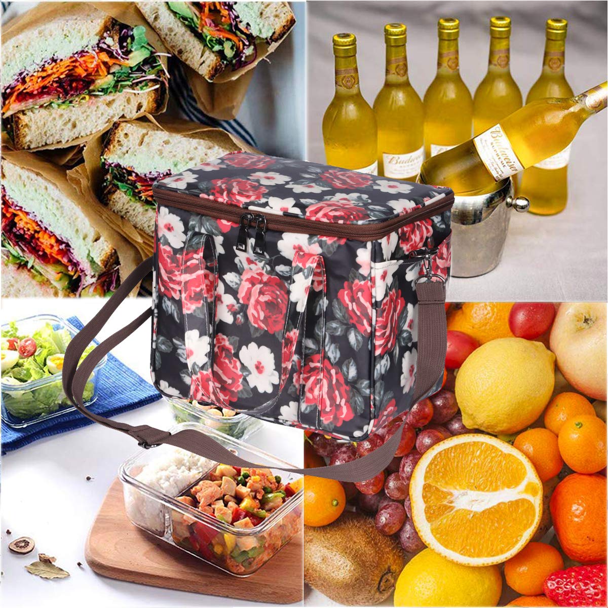 Lunch Bags for Women,Kwartz Insulated Lunch Box Large Capacity Cooler Tote Bag Thermal Leak Proof Liner Lunch Organizer for Women Picnic Hiking Beach Working