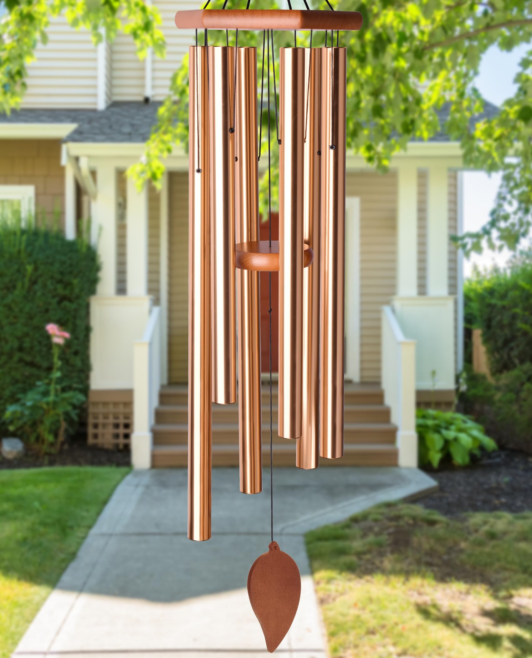 TESECU Sympathy Wind Chimes for Outside Deep Tone, Memorial Loss of a Loved, Large Wind Chimes with 6 Thicken Tubes & Hook, Outdoor Gifts Mother, Garden Decor (45IN Gold) Image