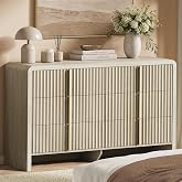 ModernMate Fluted 6 Drawer Dresser for Bedroom, 53.2" Wide Chest of Drawers, Modern Storage Cabinet with Anti-Tip Design, Wood Clothes Organizer with Metal Handles, Grey