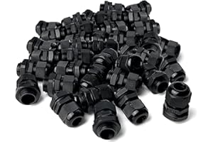 MGI SpeedWare Strain Relief NPT Nylon Cord Grip Cable Glands - 100 Pack (1/2", Black)