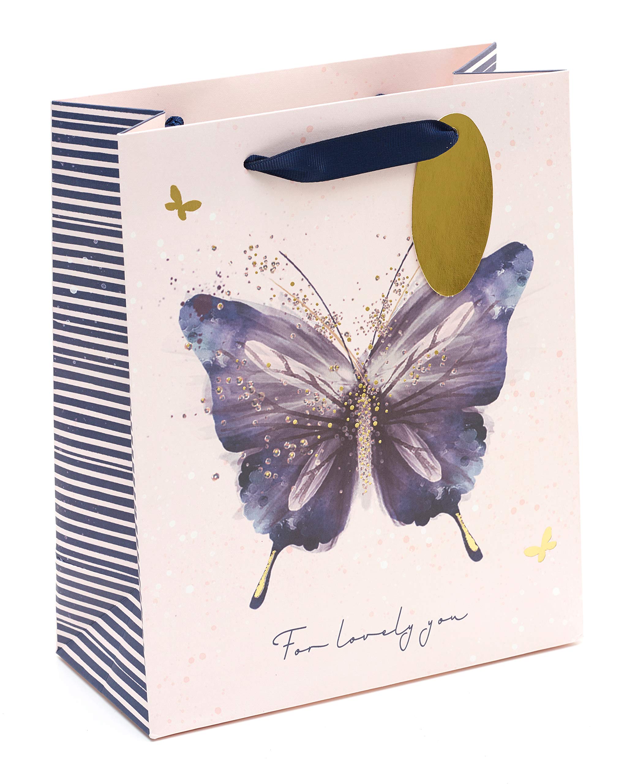 UK Greetings Medium Gift Bag for Her/Friend - Purple Butterfly Design