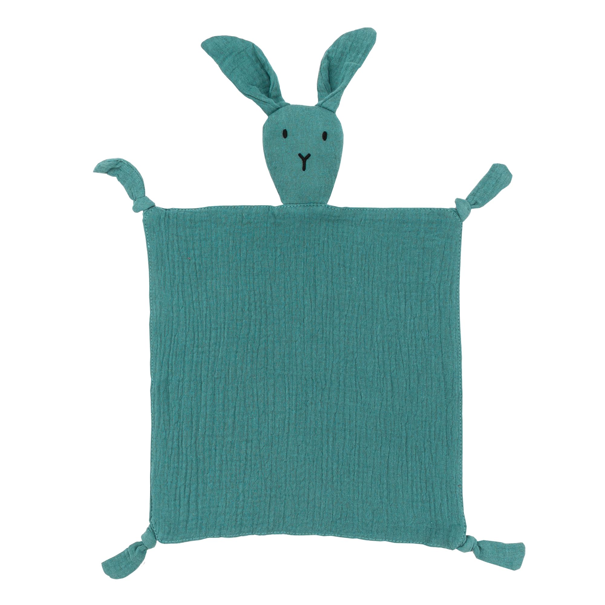 ZIGJOY Baby Comforter Blanket Muslin Cotton Security Blanket Bunny Lovey Boy Girl Unisex Soft Baby Gift for Infant Newborn Toddler, Blue