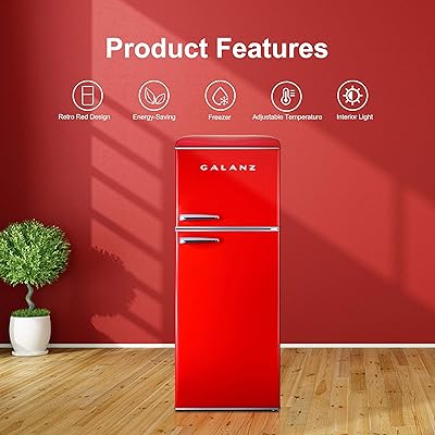 Buy Galanz Glr10trdefr True Top Freezer Retro Refrigerator Frost Free Dual Door Fridge Adjustable Electrical Thermostat Control Red 10 0 Cu Ft Online In Indonesia B07r11hwbw