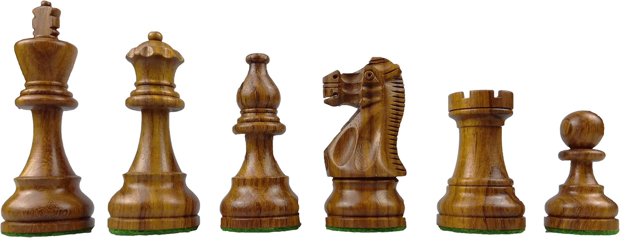 waipawama Wooden Chess Figurines Weighted + Velvet Bag American Staunton Design Precious Wood King Height 95 mm