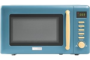 Haden Dorchester 0.7 Cubic Foot Compact Countertop Microwave Oven, 700 Watt Small Microwave with 5 Power Levels & Express Functions, Stone Blue