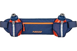 Nspire Dual Bottle Hydration Belt - Adjustable Running Hiking Walking Belt - Includes 2 Bottles – Storage Pocket for iPhone, 
