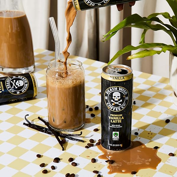 DEATH WISH COFFEE, ICED COFFEE COLD BREW, 8G PROTEIN, FAIR TRADE (VANILLA LATTE)