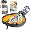 Creative QT SlideAway, Gray Stripes, On-The-Go Mini Storage Bag and Table Top Play Mat For Kids and Toddlers, Room and Travel Toy Organizer