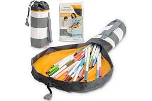 Creative QT SlideAway, Gray Stripes, On-The-Go Mini Storage Bag and Table Top Play Mat For Kids and Toddlers, Room and Travel Toy Organizer