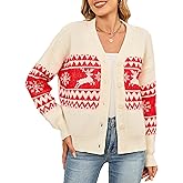 SunnyMelody Womens Christmas Funny Ugly Cardigan Sweater Winter 2025 Vacation Outfits Oversized Button Front Xmas Cardigans