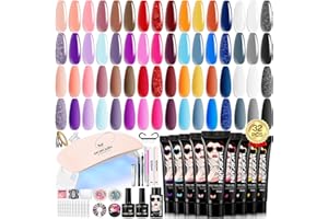 MOROVAN Poly Gel Nail Kit for Beginners: 32 Colors Gel Extension Nail Set with U V Lights for Starter DIY Nail Art Extension at Home Gifts for Ladies & Girls