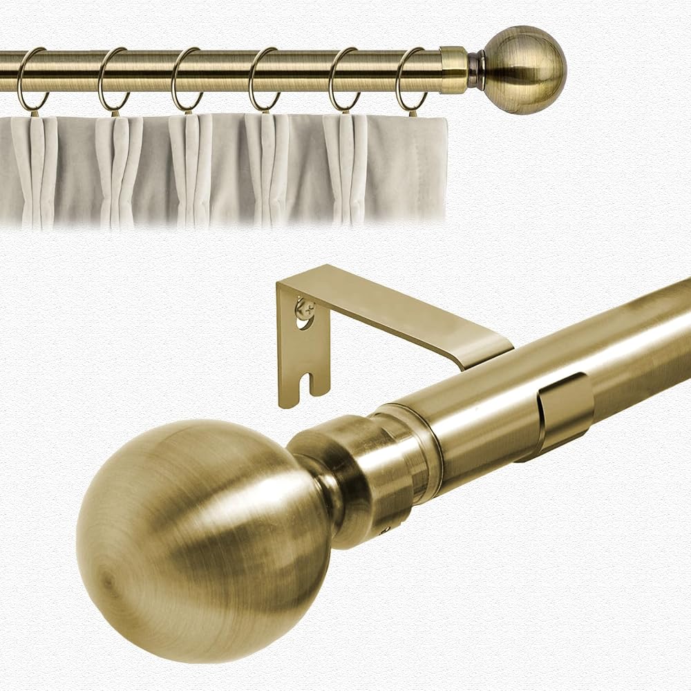 Aspire Homeware Extendable Curtain Pole 120 210 cm Antique Brass 28 mm