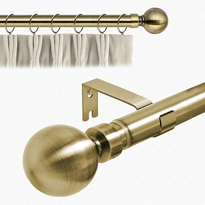 Aspire Homeware Extendable Curtain Pole 120 210 cm Antique Brass 28 mm