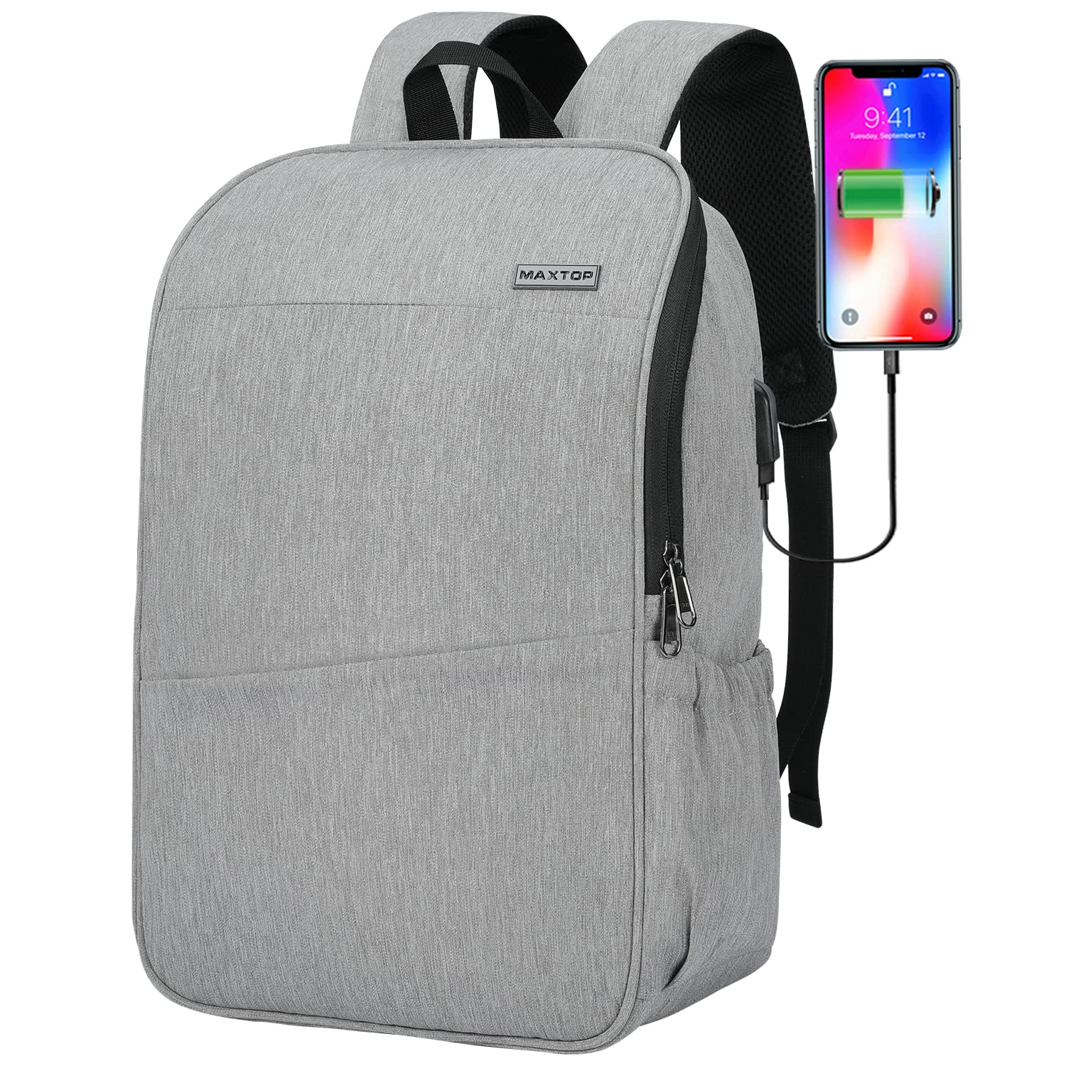 Photo 1 of MAXTOP Deep Storage Laptop Backpack with USB Charging Port[Water Resistant] College Computer Bookbag Fits 16 Inch Laptop