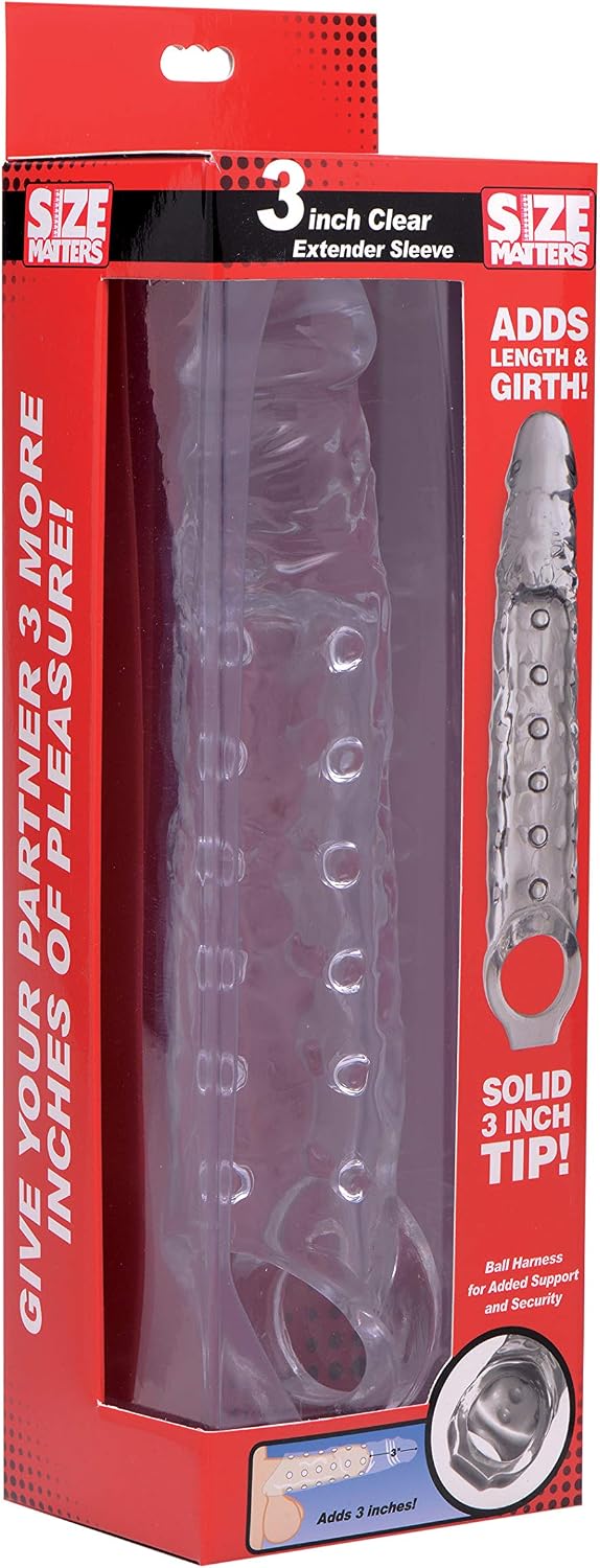 Size Matters Extender Penis Sleeve with Nubs, Clear - Image 3