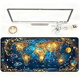 Mouse Pad Gaming Mousepad 35.4 x 15.7in Large Mouse Pad for Keyboard and Mouse with Anti-Slip Rubber Base, Keyboard Pad XL Mouse Mat for Home and Office,World Map