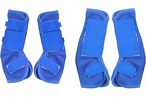 LEAFOREST Horse Fly Boots Set of 4 - Non Slip Leg Protection for Donkey Mini Pony Draft, Breathable Mesh Fly Boots for Pasture & Barn Use Deep Blue Pony