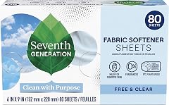 Seventh Generation Dryer Sheets Laundry Fabric Softener, Free & Clear Made for Sensitive Skin, 80 Sheets