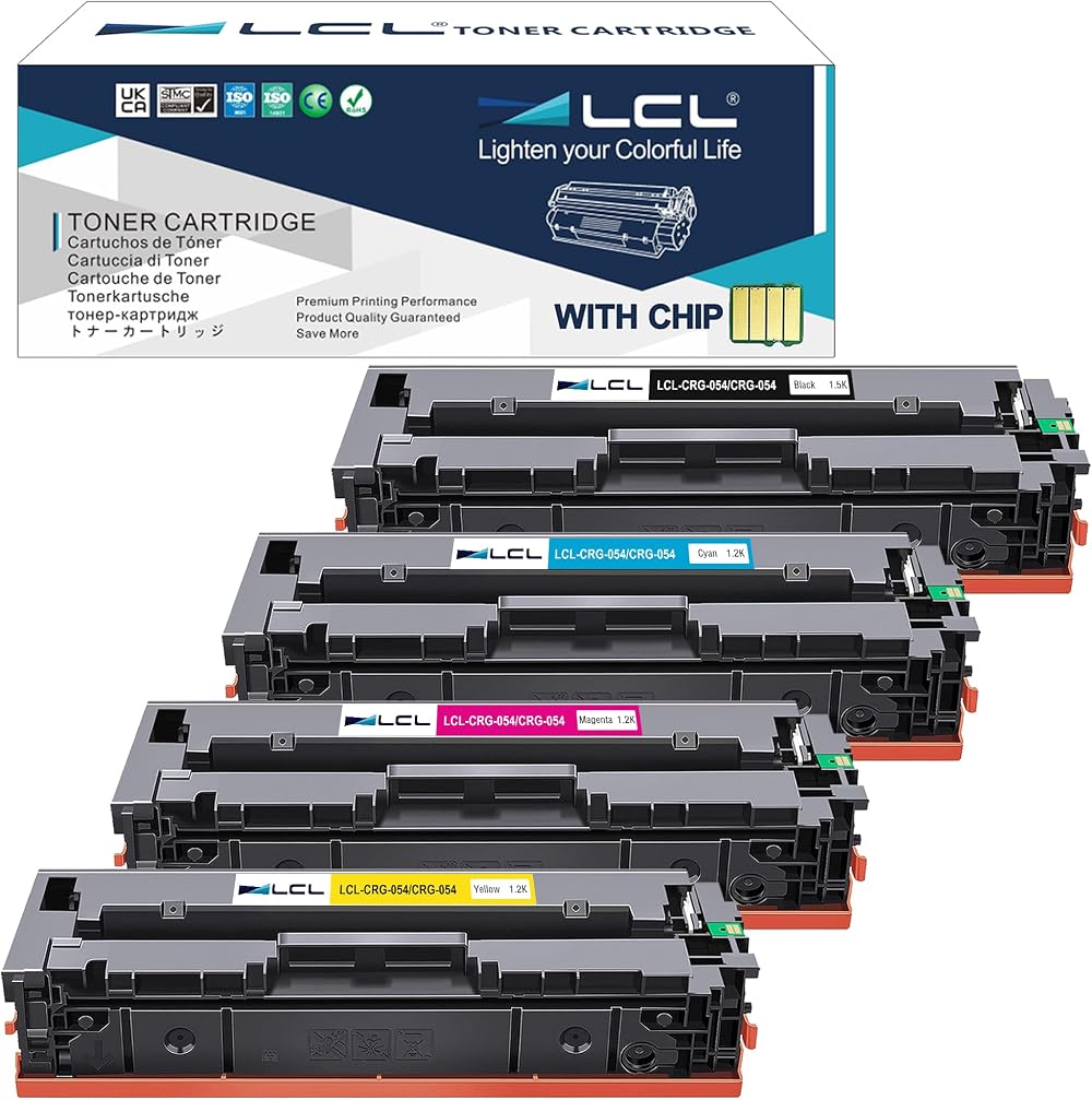 LCL Compatible Toner 054 CRG054 4-Pack KCMY for Canon i-SENSYS LBP MF Printers