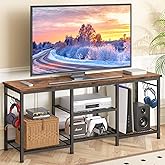 YGEOMER TV Stand for Living Room Entertainment Center for TVs Up to 55 Inches, TV Media Console Table Television Stands for Bedroom, Rustic Brown