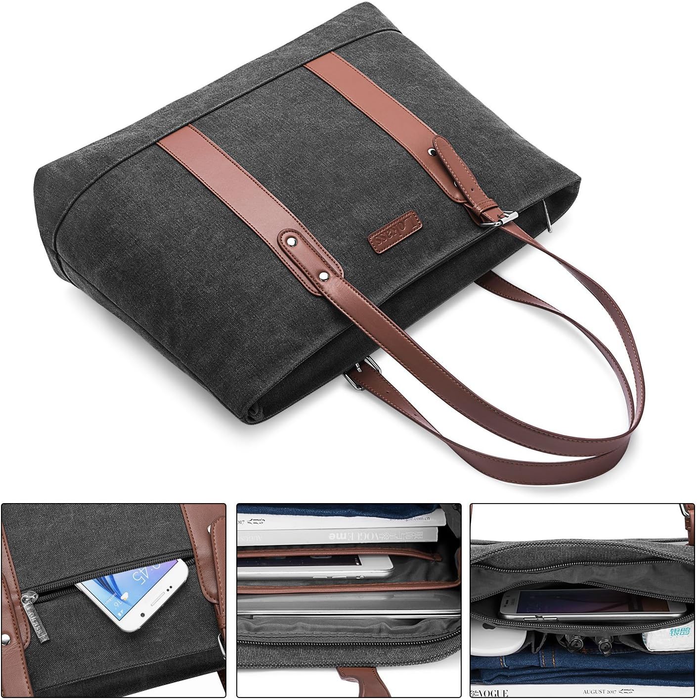 Office Supplies Dark Grey DTBG Laptop Tote Bag 15.6Inches Laptop Bag