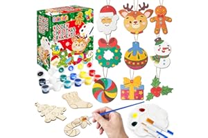 BAINGESK Wooden Christmas Ornaments, 36PCS Unfinished Wooden Ornament to Paint, DIY Christmas Crafts for Kids, Unfinished Wood Slice for Hanging Holiday Decoration, Perfect Christmas Tree Hanging Decor